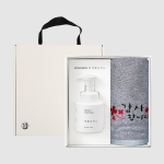 송월 솔리드뱀부 감사 자수타올 (200g) + 생활공작소 핸드워시-[2종]