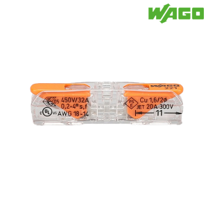 와고 단선/연선 겸용 푸쉬콘넥터 주황색 2P 직결형221-2411(0.2~4mm)