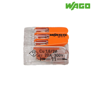 와고 단선/연선 겸용 푸쉬콘넥터 주황색 3P 221-413(0.2~4mm)