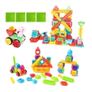 고슴도치블록A세트 (동물농장(100)+작동자동차(110)+보드판(4장)