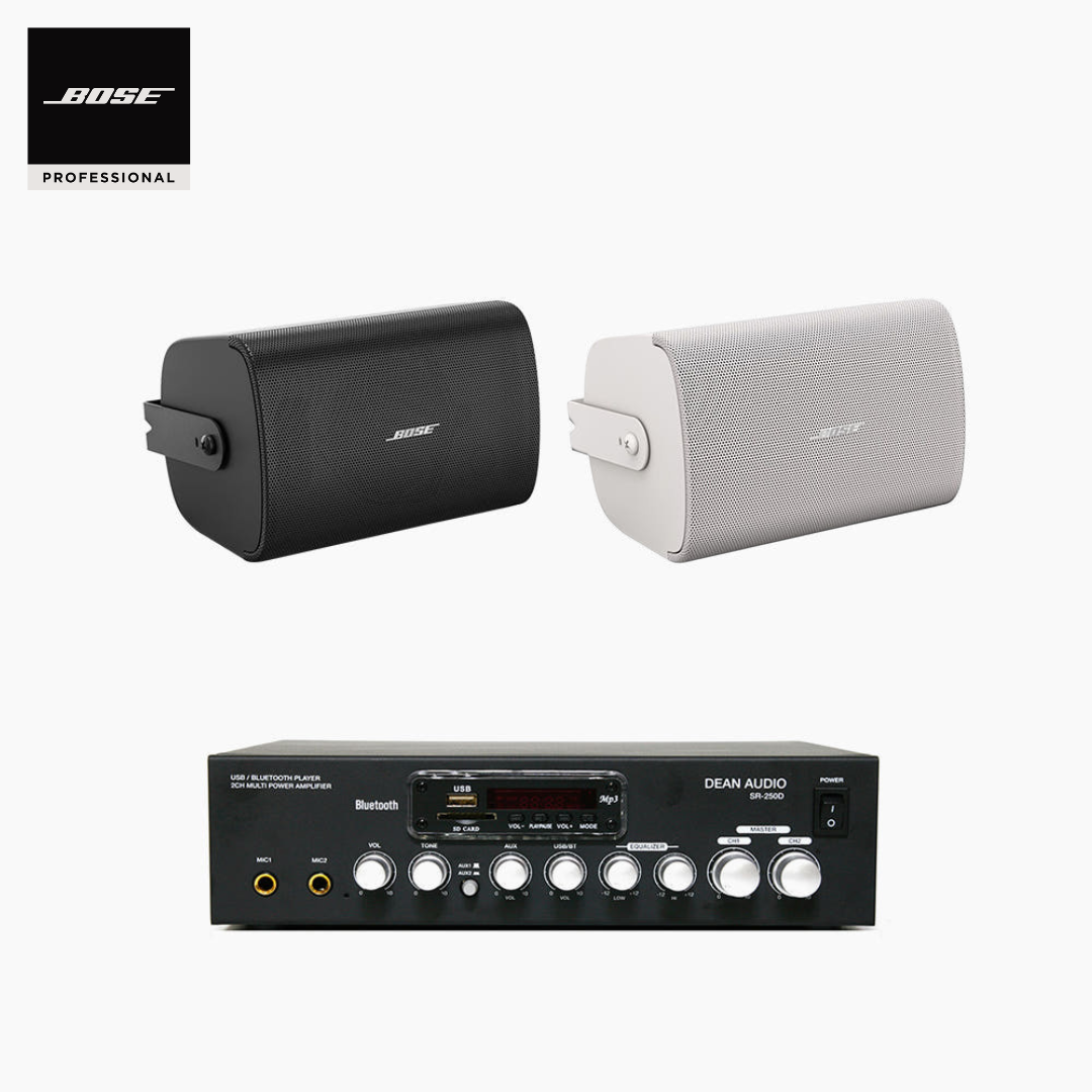 보스 매장 카페 상업용 FS4SE 벽부형 스피커 2개 + SR-250D 2채널 앰프 BOSE 음향패키지