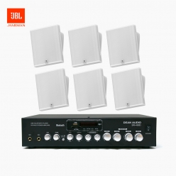 JBL 매장 카페 회의실 상업용 SLP-12T 벽걸이 라우드 스피커 6개+SR-430D 4채널 앰프 음향패키지