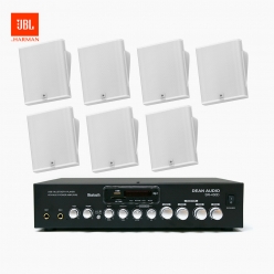 JBL 매장 카페 회의실 상업용 SLP-12T 벽걸이 라우드 스피커 7개+SR-430D 4채널 앰프 음향패키지