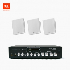 JBL 매장 카페 회의실 상업용 SLP-14T 벽걸이 라우드 스피커 3개+SR-430D 4채널 앰프 음향패키지