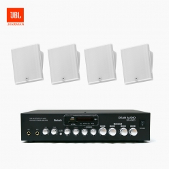 JBL 매장 카페 회의실 상업용 SLP-14T 벽걸이 라우드 스피커 4개+SR-430D 4채널 앰프 음향패키지