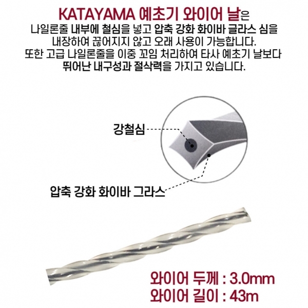 일산 예초기줄 꽈배기 이중꼬임 와이어내장 나일론줄 교체용 끈날 3mm 43m