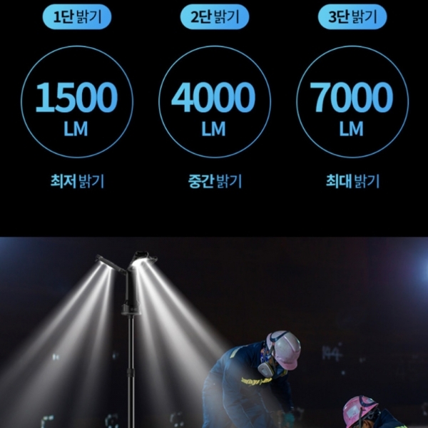 게일 LED투광기 캠핑 스탠드작업등 조명 공사장 C타입 충전 70W GEL-7000