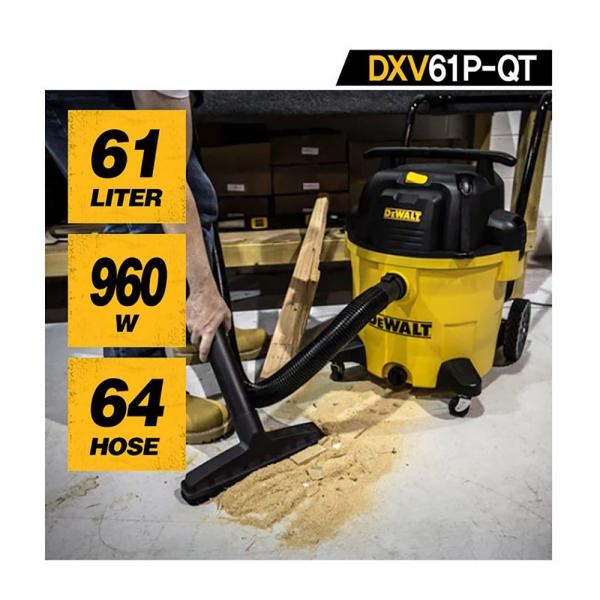 디월트 저소음 건습식 청소기 업소용 대용량 61L DXV61P-QT