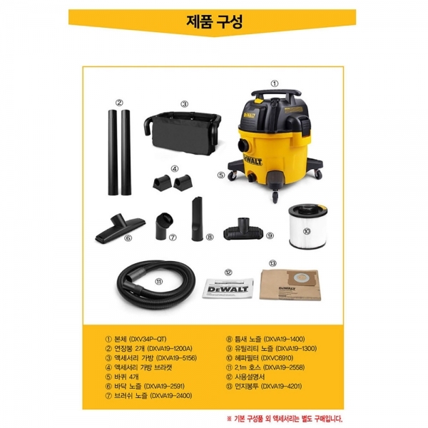 디월트 청소기 건습식 저소음 34L 960W DXV34P-QT