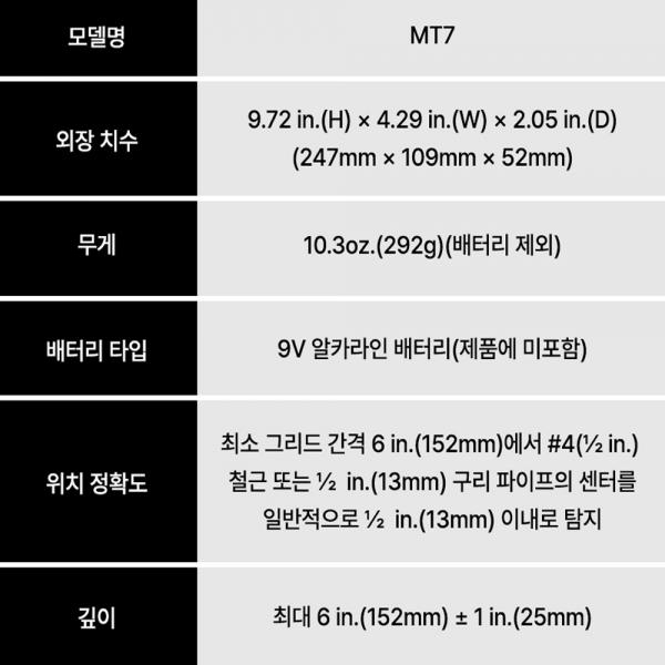 지르콘 멀티탐지기 스터드 피벗핸들 철 금속 콘크리트 탐지기 MT7