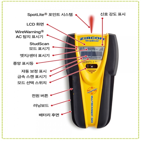 지르콘 금속 목재 멀티탐지기 활선 센터 엣지 스터드 탐지기 I320