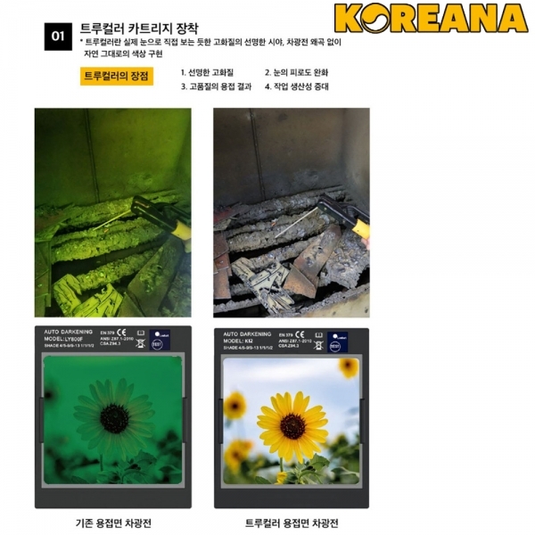 코리아나 용접면 K15 트루컬러 자동차광면 헬멧