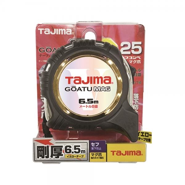 타지마 자동줄자 6.5M 고아츠 자석 고무그립 벨트 클립형 GASF-GLM25-65