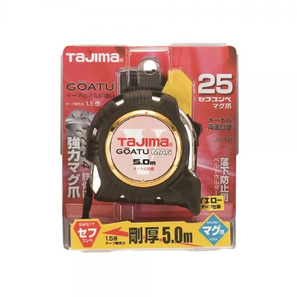타지마 자동줄자 5M 고아츠 자석 고무그립 벨트 클립형 GASF-GLM25-50