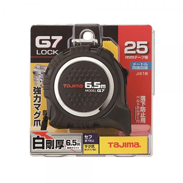 타지마 자동줄자 6.5M 고아츠 자석 고무그립 벨트 클립형 SF-G7-LM25-65