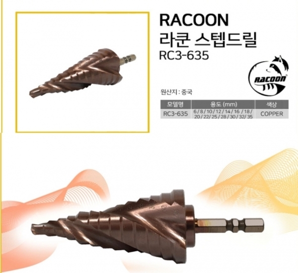 라쿤 서스 스텝드릴 확관비트 임팩드릴비트  SUS 스텐기리 RC3-418