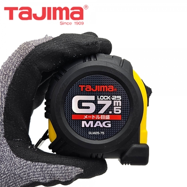 타지마 자석후크 고무그립 7.5M 자동줄자 G록 잠금형 GLM25-75