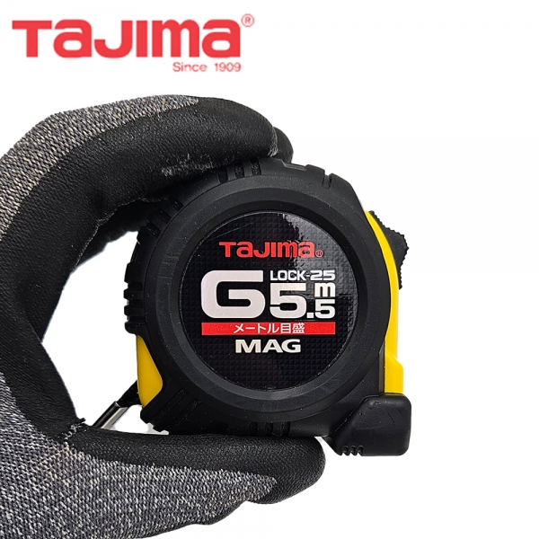 타지마 자석후크 고무그립 5.5M 자동줄자 G록 잠금형 GLM25-55