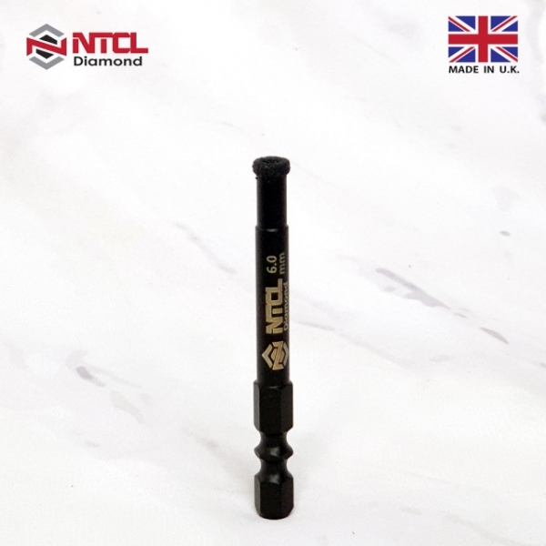 NTCL 융착코어비트 6mm 다이아몬드 홀쏘 유리 세라믹 대리석 타일 천공작업 코아비트
