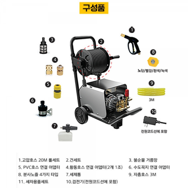 모터맥스 이동식 고압세척기 세차기 직수 자흡 연속사용 M-HPW185