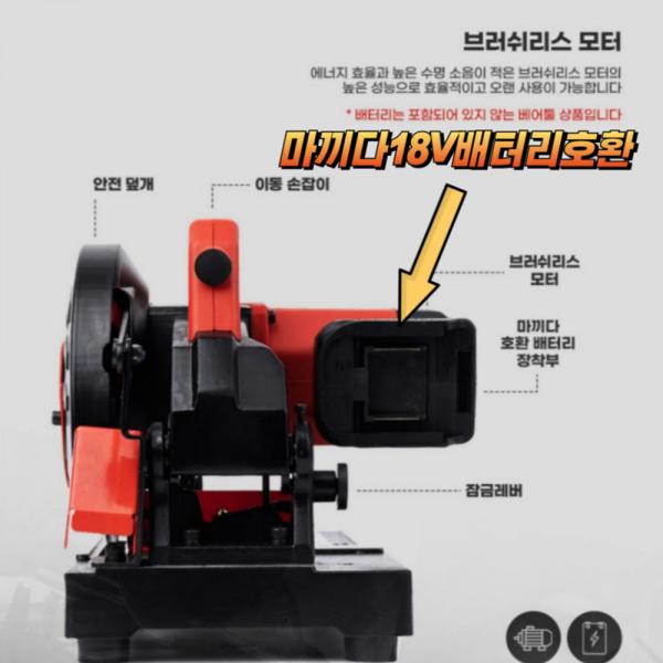 모터맥스 충전 금속절단기 180mm 카타 고속컷팅기 마끼다호환 M-CSS07