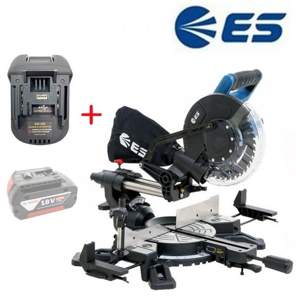 ES산업 슬라이드 충전각도절단기 보쉬배터리 변환젠더포함 LS1118MS