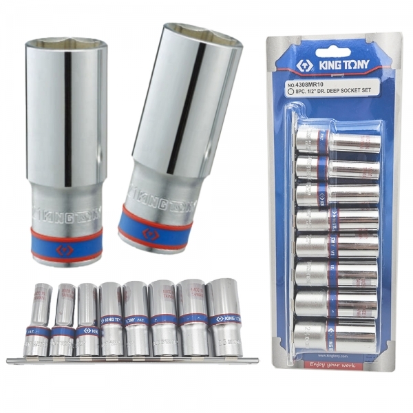 킹토니 대만 1/2 롱복스세트 육각 임팩 레일 소켓렌치 8PCS