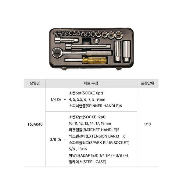 세신 소켓렌치세트 1/4 3/8 22PCS 복스알세트 깔깔이