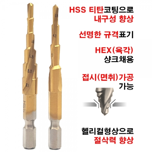 LINC 탭규격 스텝드릴 확관비트 M4 5 6 8 철용 일본산