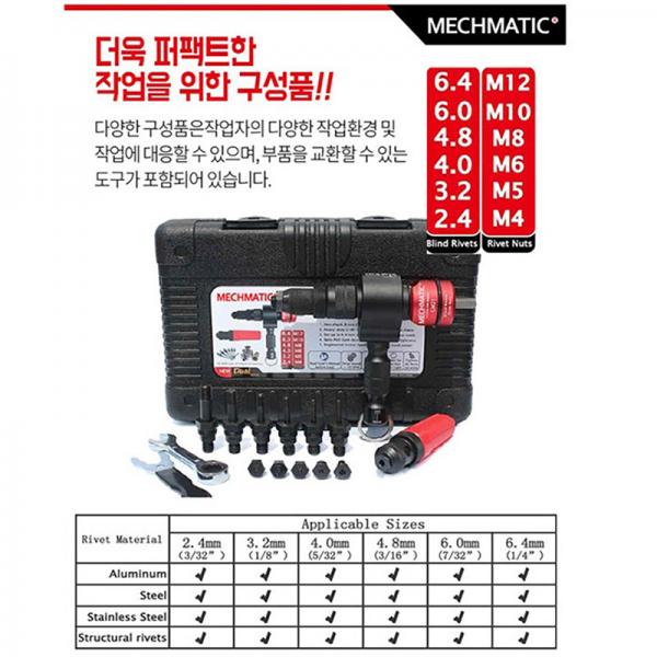 MECHMATIC 메스메틱 울트라 투인원 리벳 드릴 어댑터 GM21