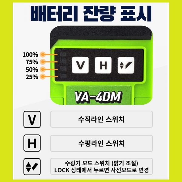 유레카 미니 레벨기 그린빔 수평레벨 VA-4DM