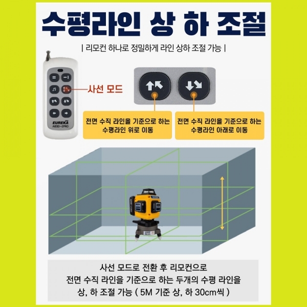 유레카 레벨기 AIE5D-2PRO 전자식 레이저레벨 음성 리모컨포함 풀세트