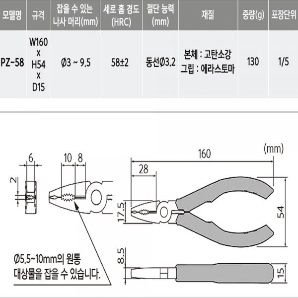 엔지니어 네지사우르스 펜치 뺀치 녹슨 볼트 리무버 PZ-58
