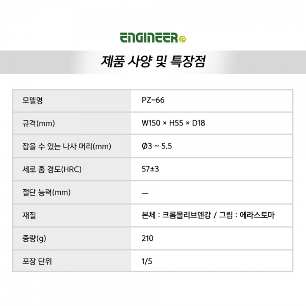 엔지니어 네지사우르스 바이스 플라이어 볼트 리무버 PZ-66