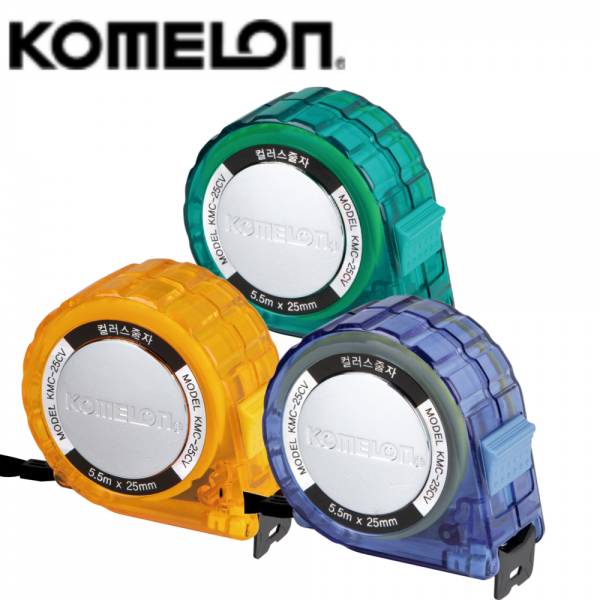코메론 자동줄자 컬러스 잠금 투명줄자 5.5M KMC-25CV