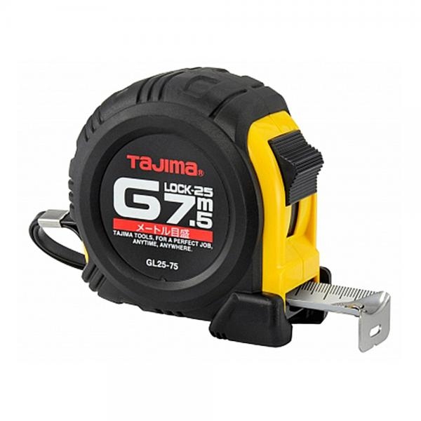 타지마 자동줄자 고무그립 G그립 7.5M 잠금줄자 GL25-75BL