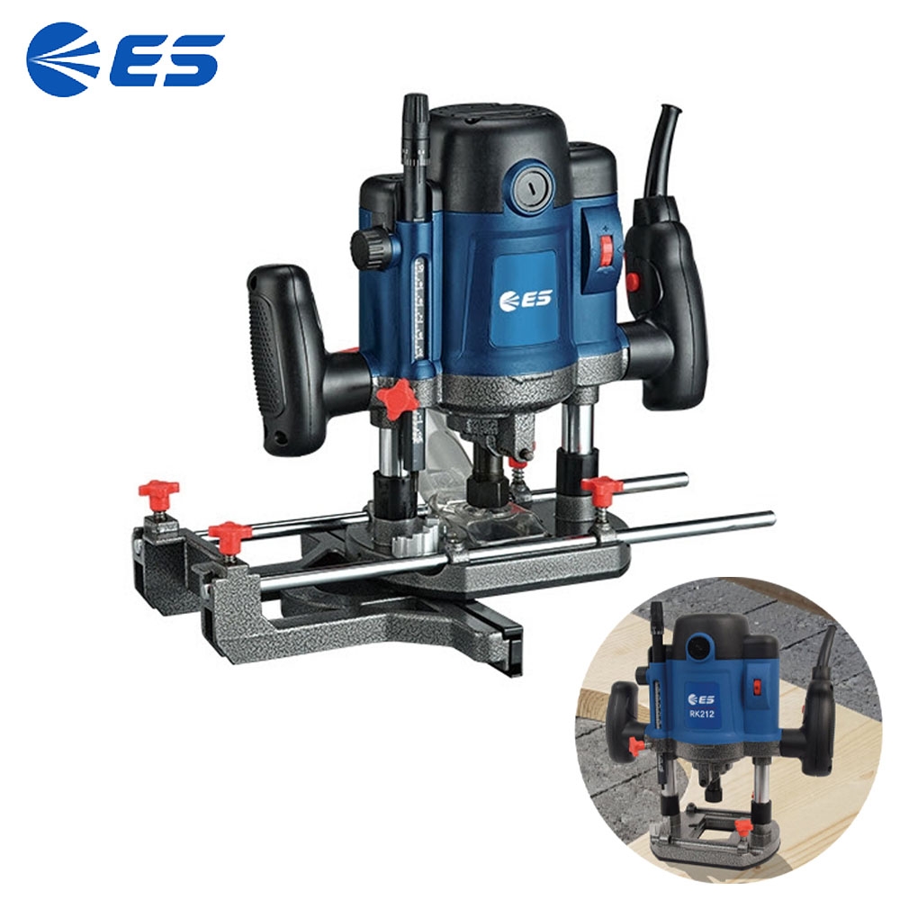 ES산업 목공 홈파기 속도조절 정밀작업 저진동 고성능 루터 1600W RK212