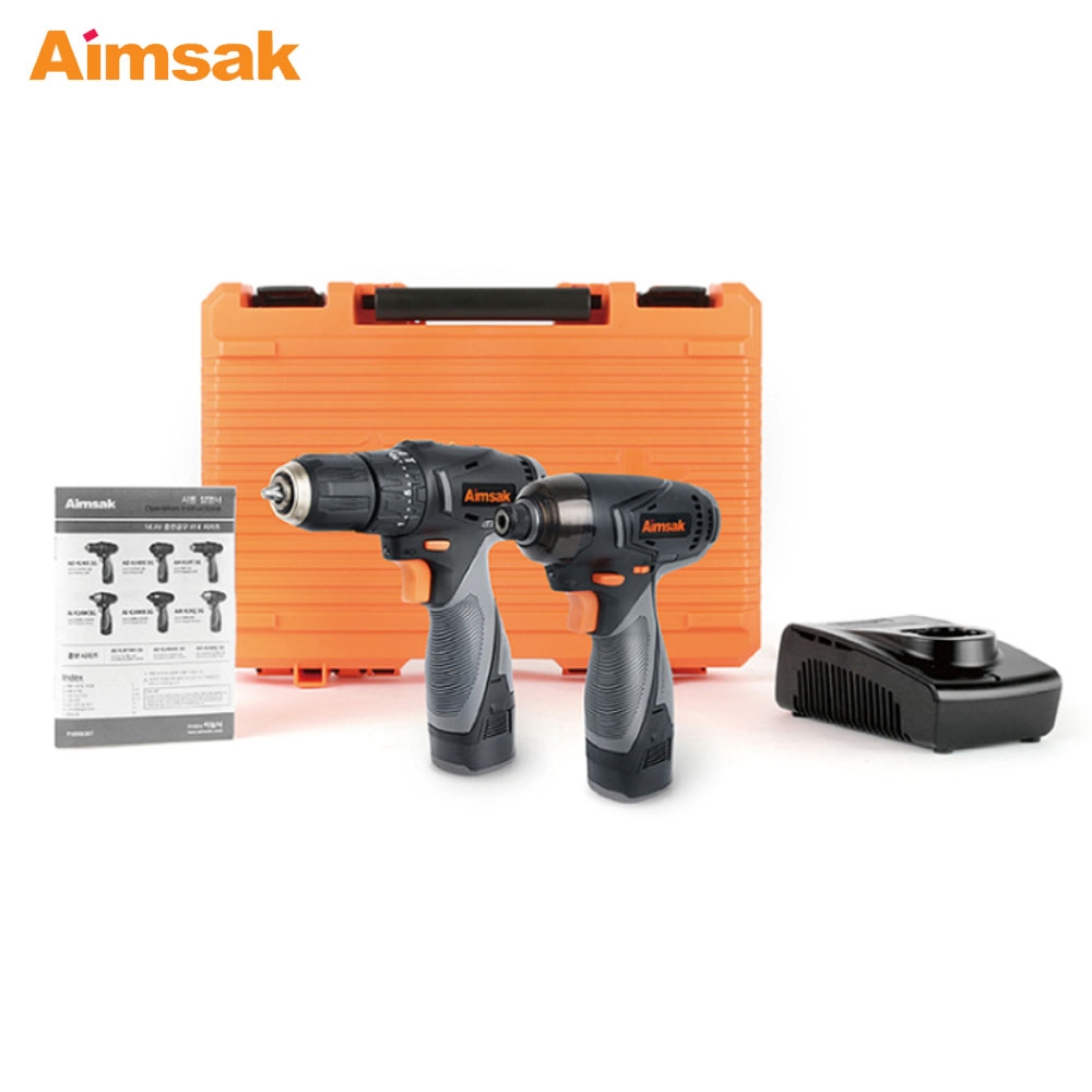 아임삭 해머드릴 임팩트드라이버 충전콤보키트 14.4V 2.0Ah AO414TMⅡ3G