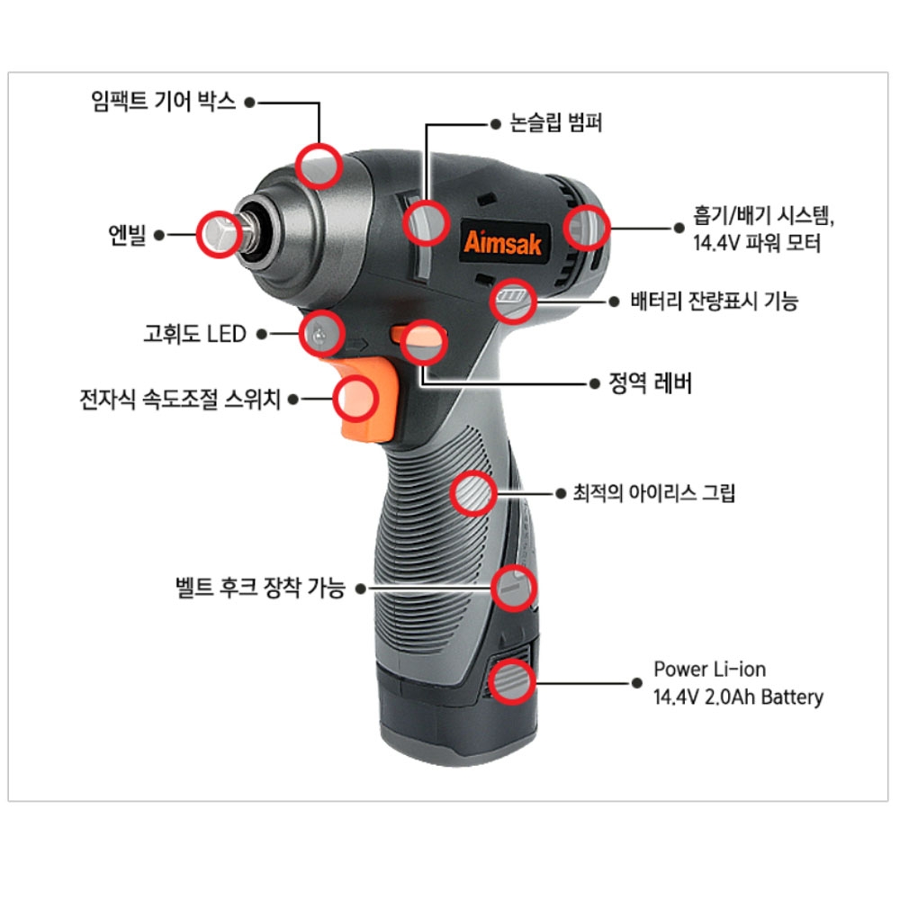 아임삭 충전임팩트렌치 14.4V 2.0Ah세트 AW414Q3G
