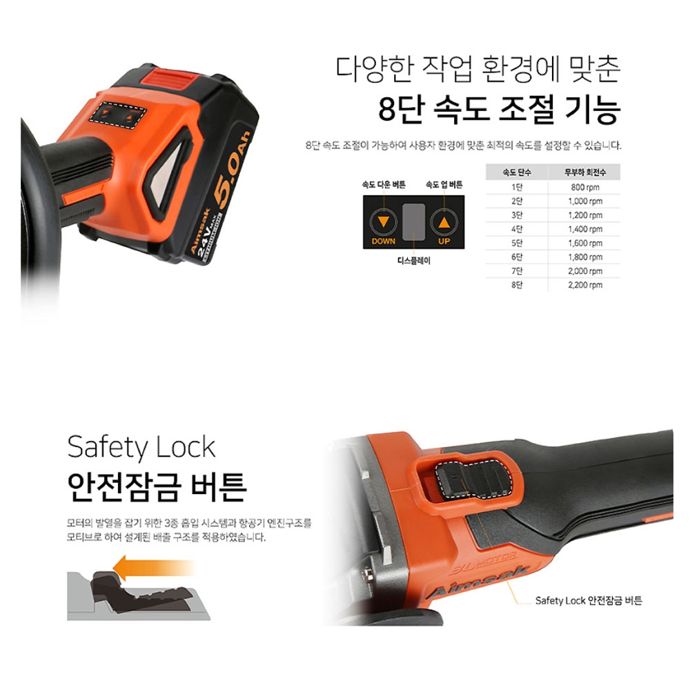 아임삭 광택기 충전싱글폴리셔 21.6V 5.0Ah세트 BL22SP805
