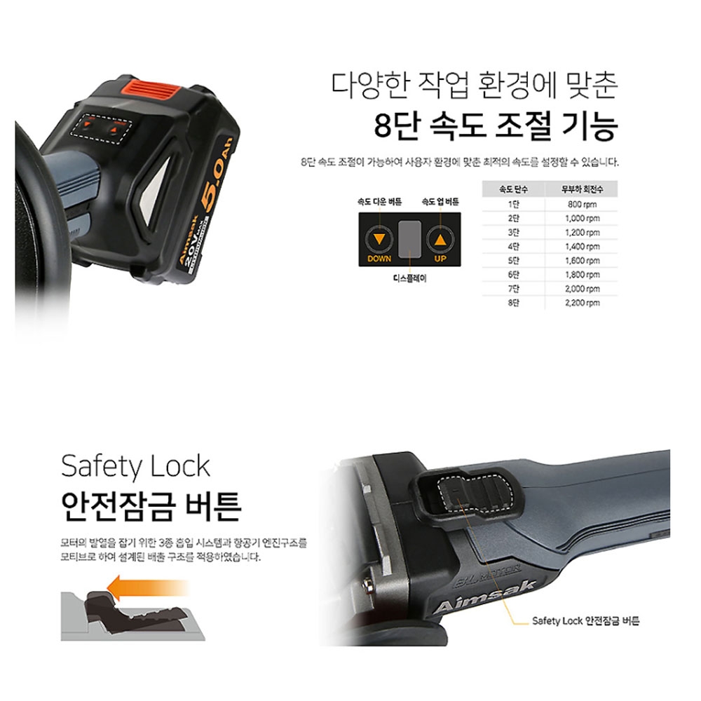 아임삭 브러시리스 광택기 충전싱글폴리셔 18V 5.0Ah세트 BL18SP605