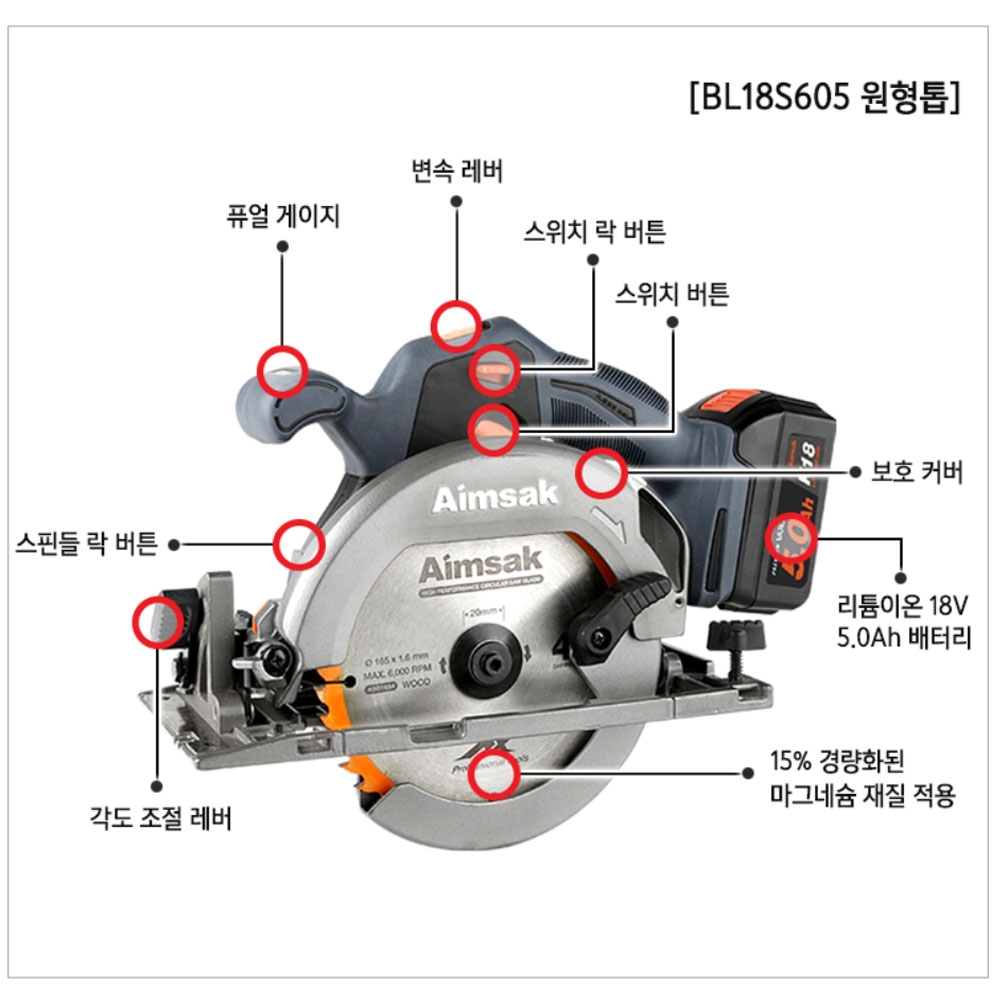 아임삭 충전원형톱 임팩드라이버 해머드릴 충전콤보키트 3팩세트 18V BL18SMT