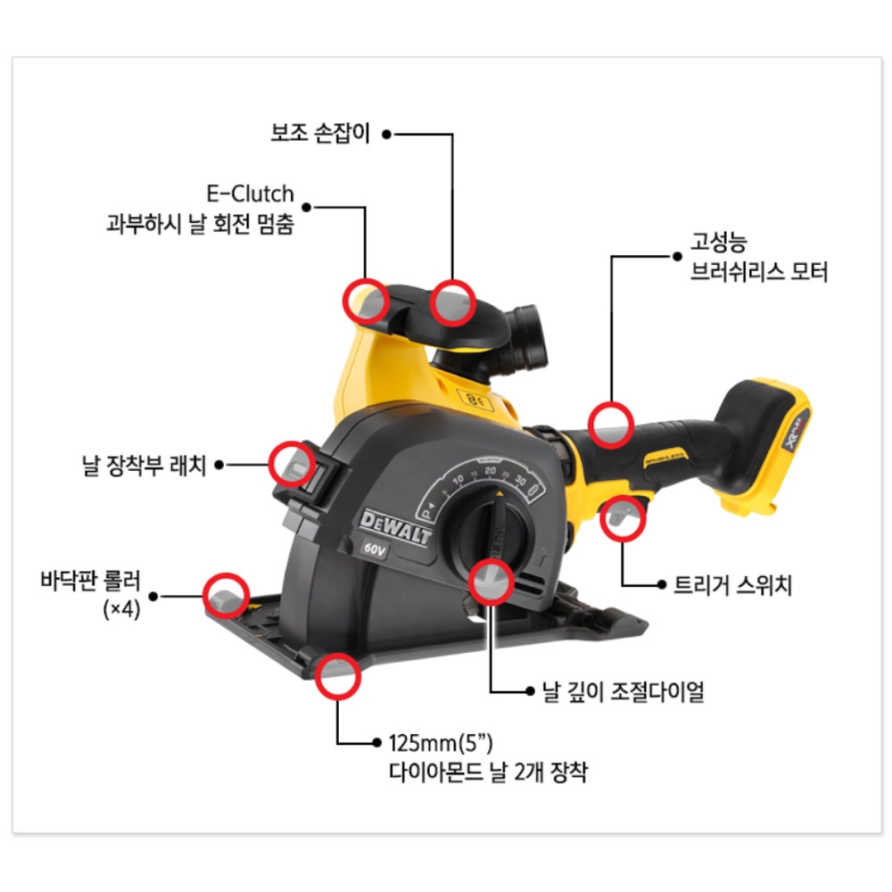 디월트 충전 콘크리트 홈파기 60V 톱날포함 배터리미포함 DCG200N 본체만