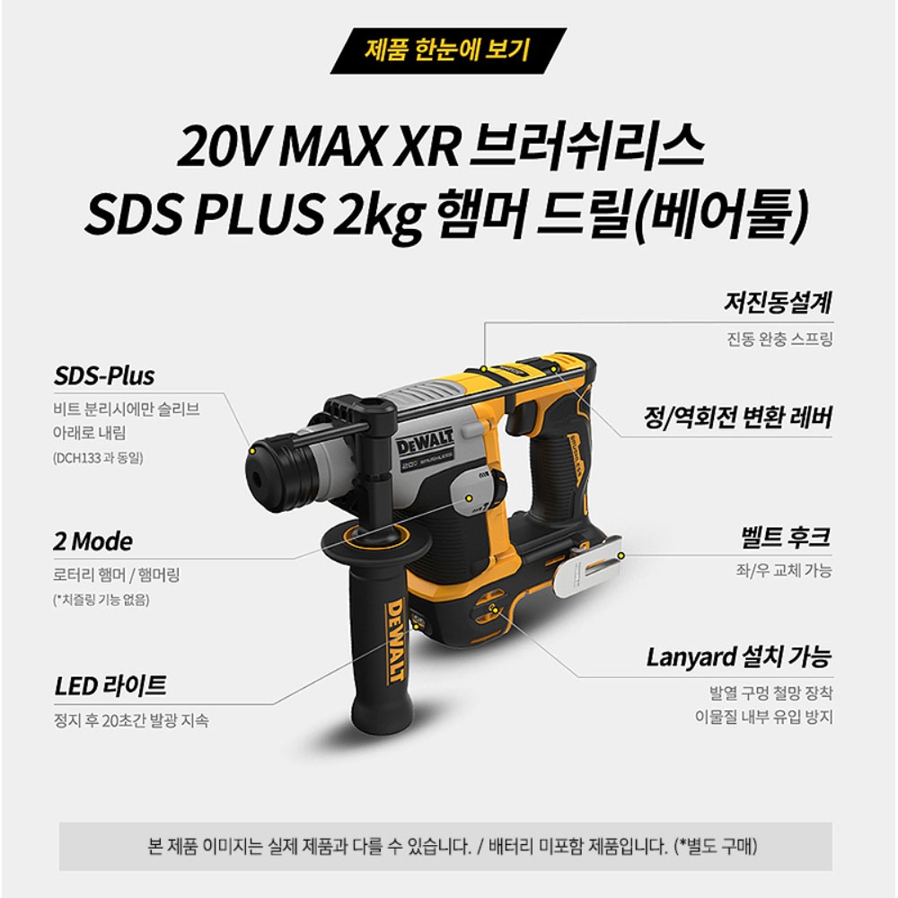 디월트 SDS-PLUS 충전 로타리해머드릴 20V MAX DCH172N 본체만