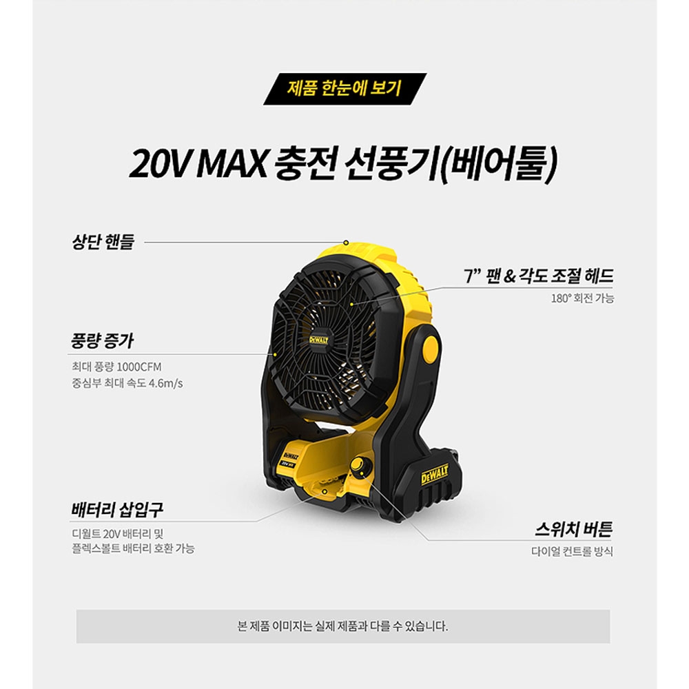디월트 1000CFM 충전선풍기 20V MAX DCE512N 본체만