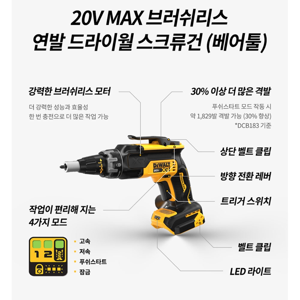 디월트 충전스크류드라이버 20V MAX 연발 드라이월 스크류건 DCF630N 본체만