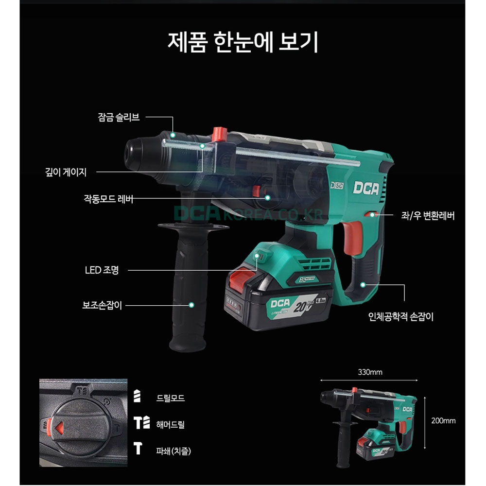 DCA SDS-PLUS 20V 4.0Ah 충전로타리 함마드릴세트 ADZC02-26EM