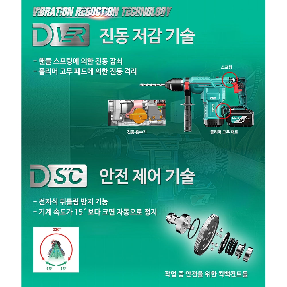 DCA 천공 파괴 BL모터 20V 6.0Ah 충전로타리 함마드릴세트 ADZC02-28H2K