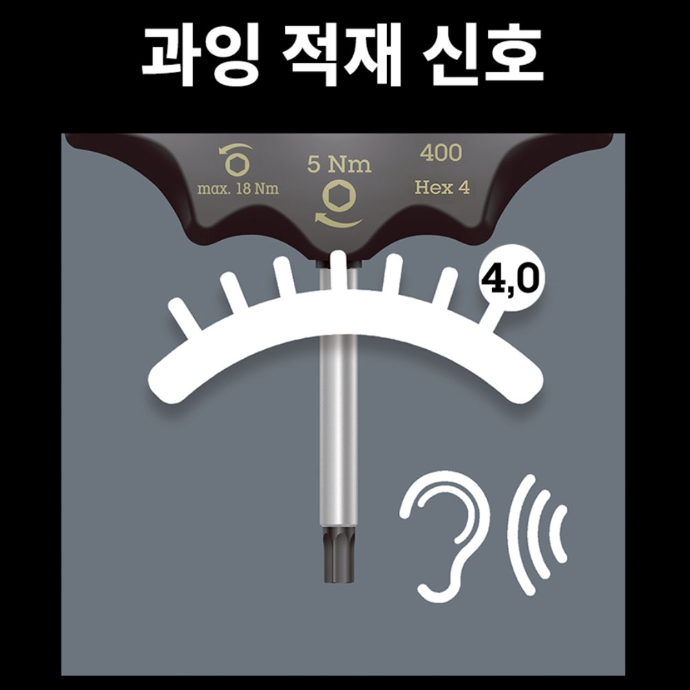 베라 400 육각토크 스크류드라이버 4.0Nm T핸들고정토크 육각렌치 05005080001