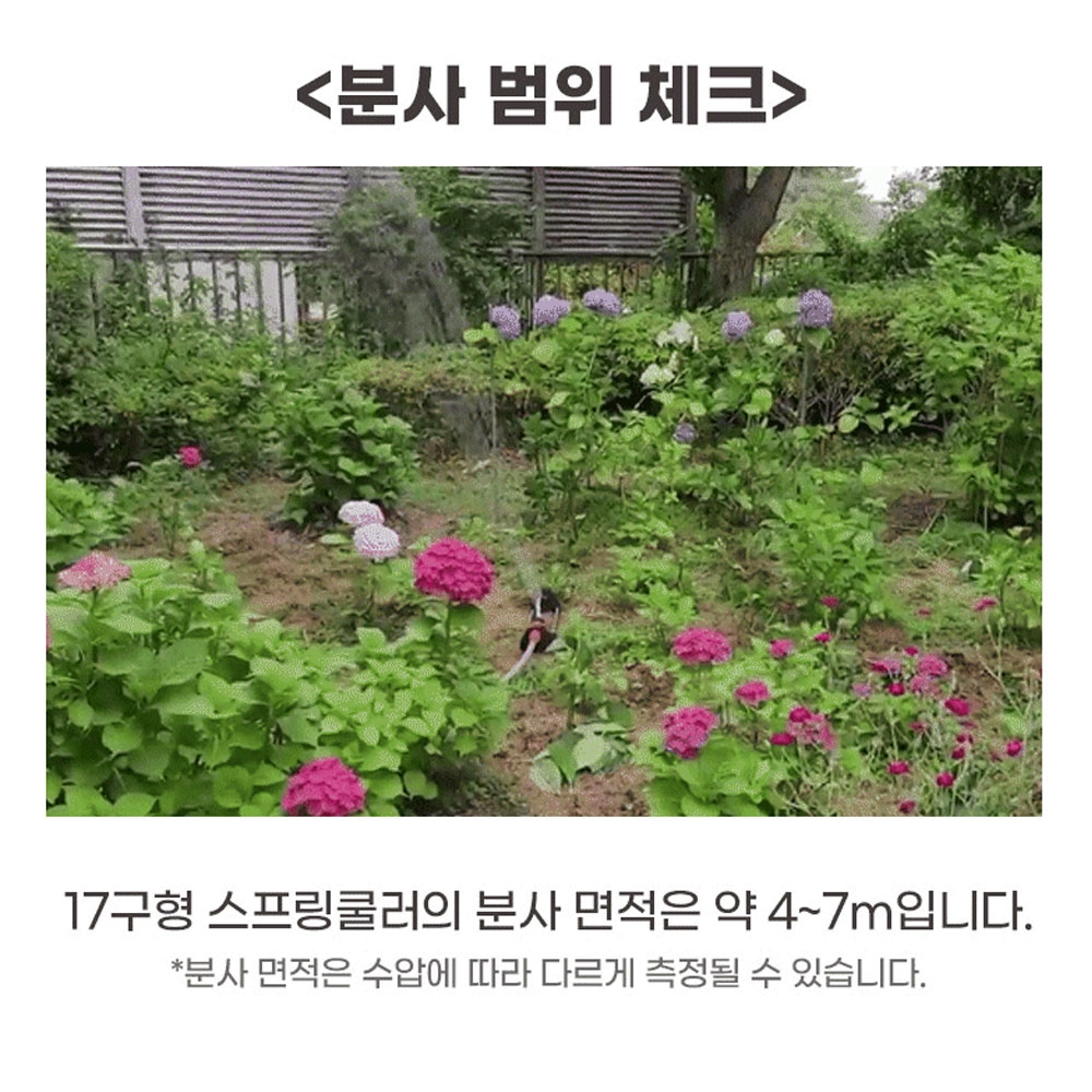 켄도 고압분사 180도자동회전 원예 농업 정원 텃밭 잔디관리 17구형 스프링쿨러 60663